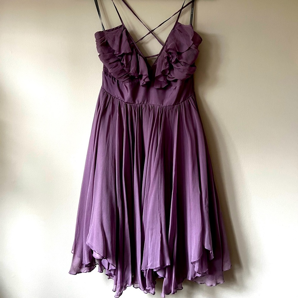 Lipsy London || Lavender Strappy Flutter Dress UK 8